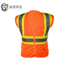 Cheap orange mesh safety vests with pockets